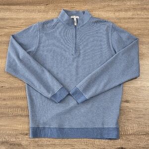 Peter Millar Cown Comfort Pullover Men's Preowned Quarter Zip Shirt Size L Blue.